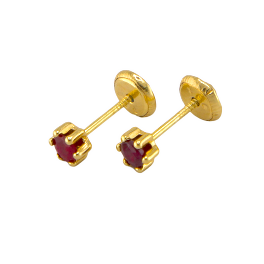 Genuine Ruby Stud Earrings