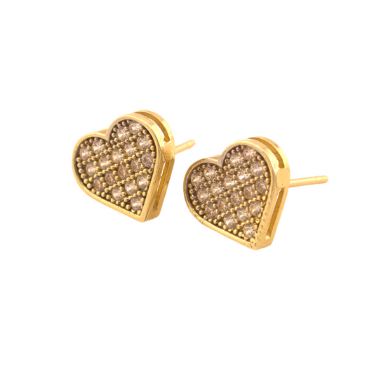 Zirconia Heart Stud Earrings