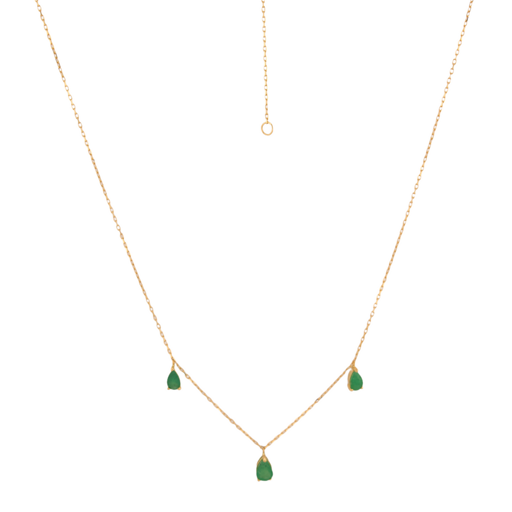 Three Drops Genuine Emerald Necklace