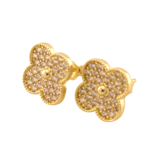 Zirconia Trevol Stud Earrings