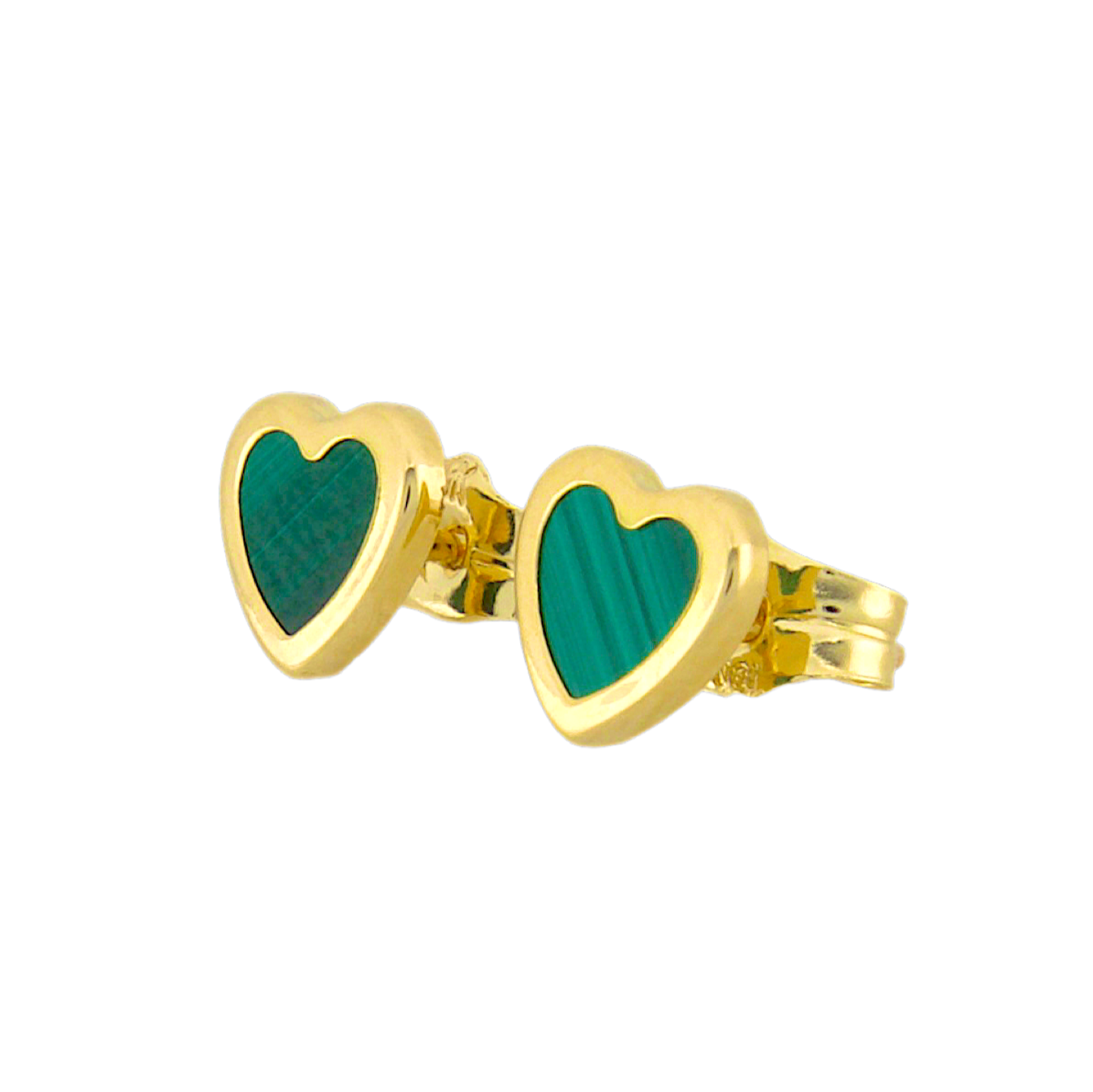 Malachite Stone Heart Stud Earrings