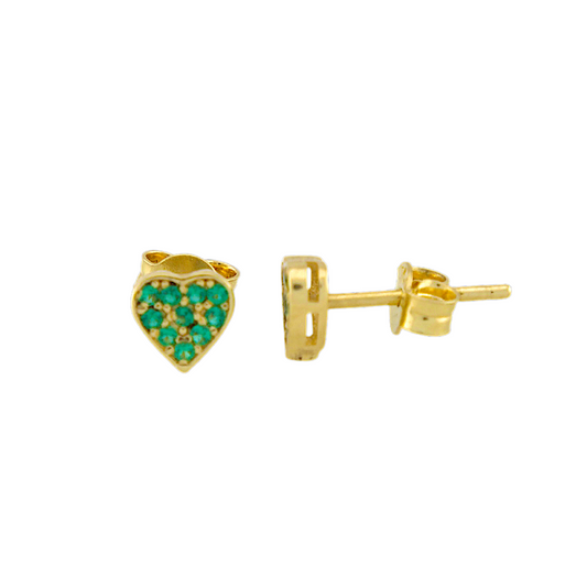 Green Hearts Stud Earrings