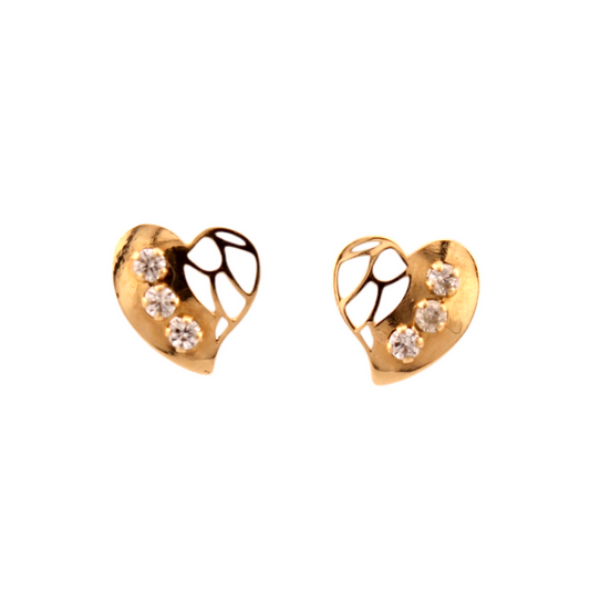 Baby Leaf with Zirconia Stud Earrings