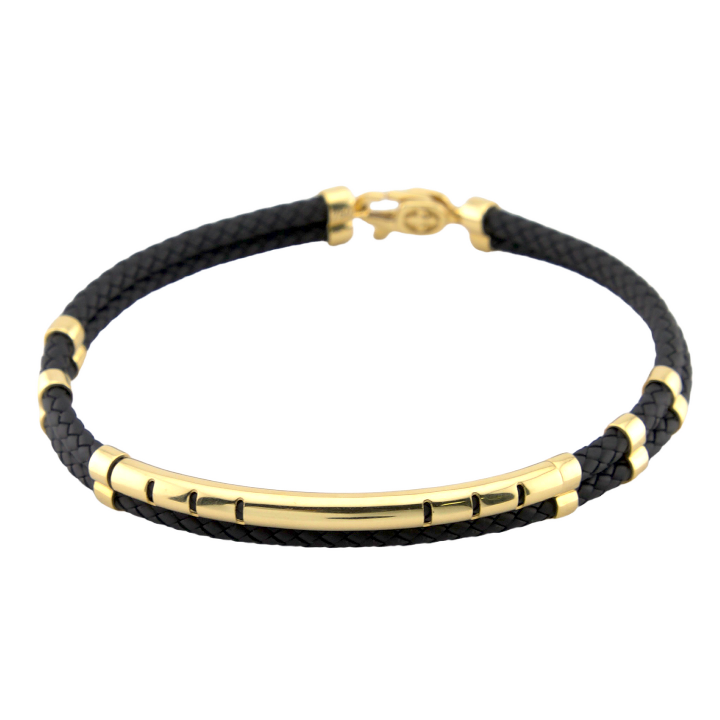 Black Leather Gold Bracelet