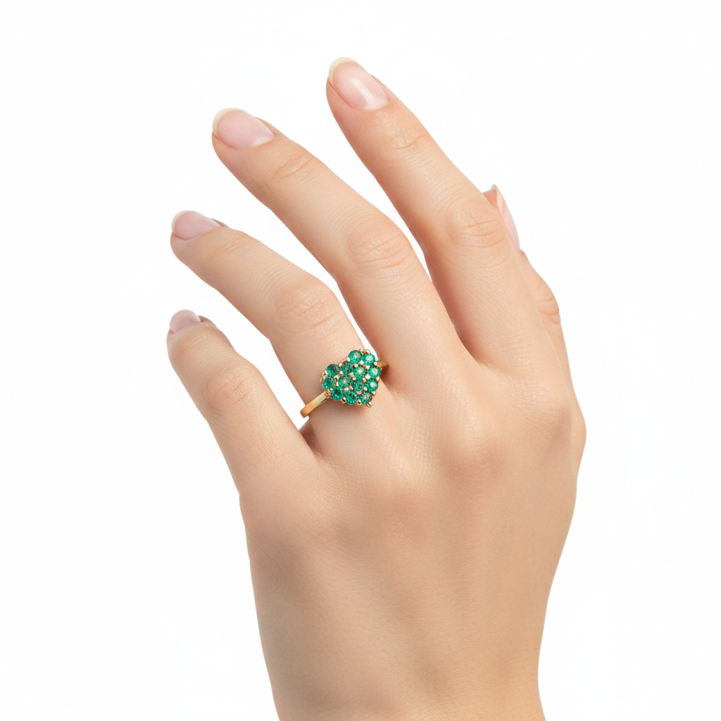 Heart Genuine Emerald Ring
