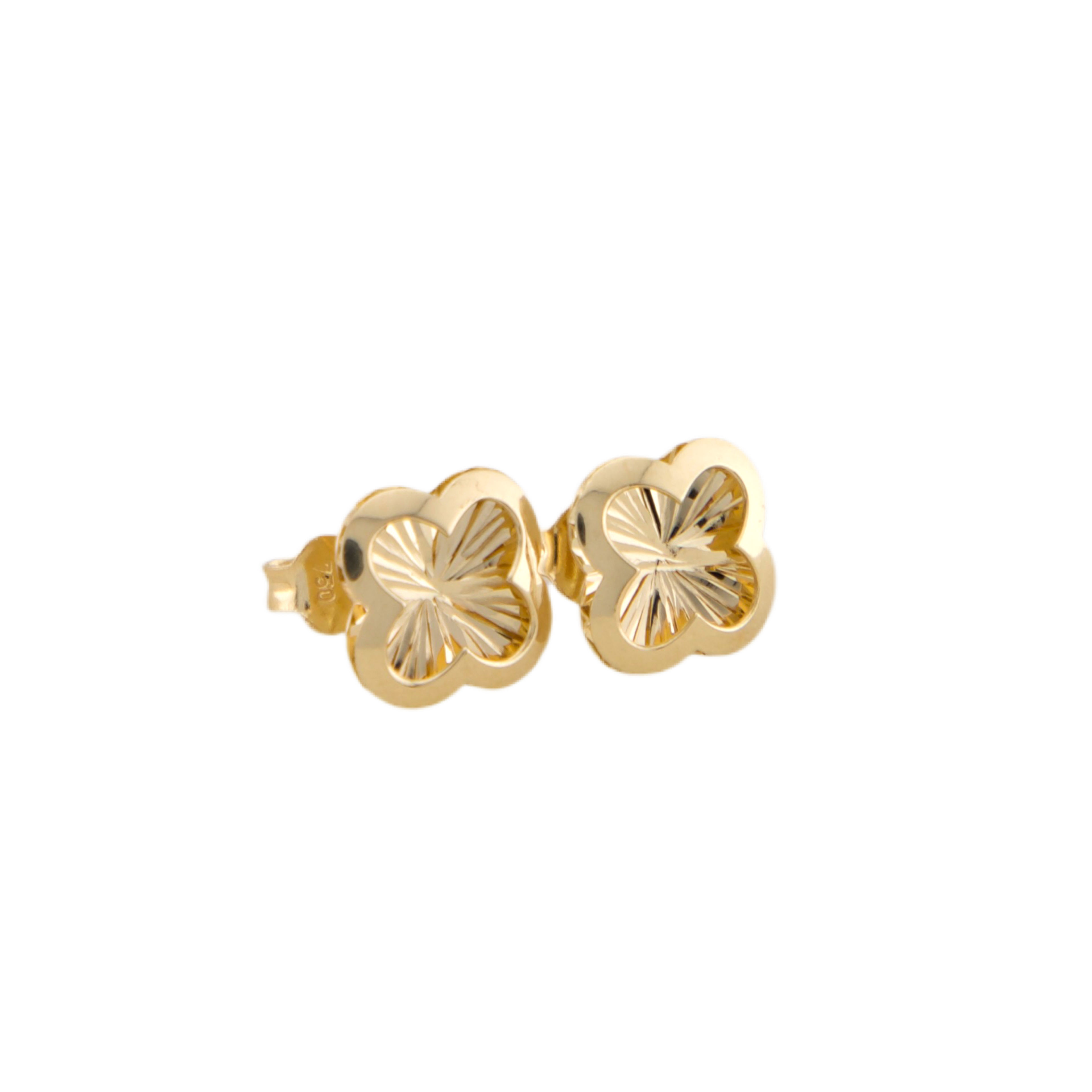 Gold Trevol Stud Earrings