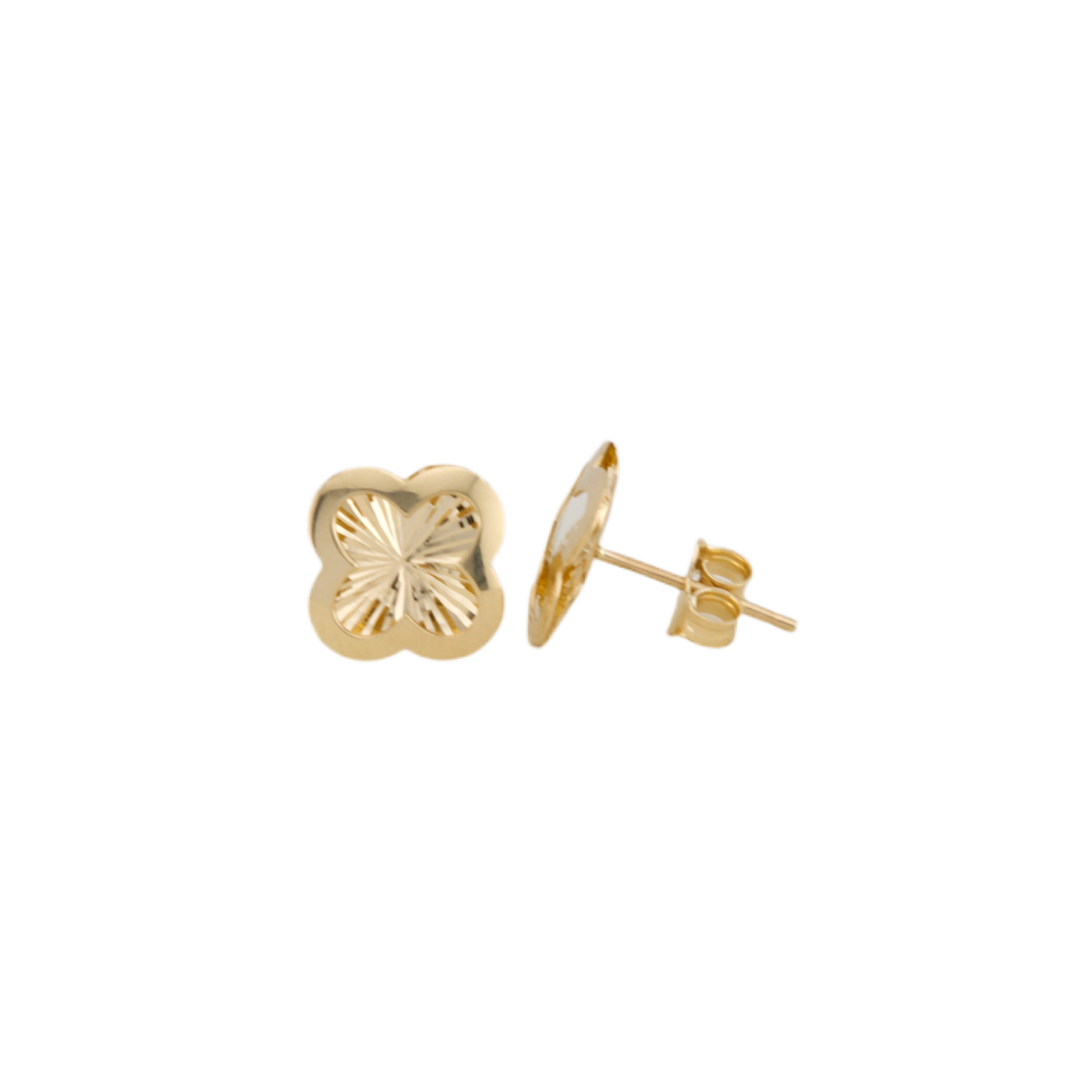 Gold Trevol Stud Earrings