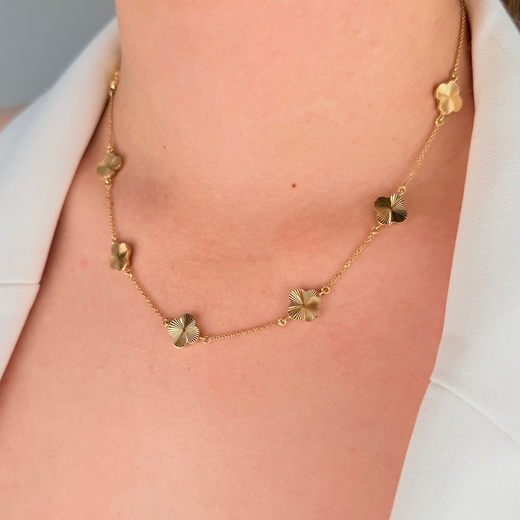 Reversible Green & Gold Trevol Necklace
