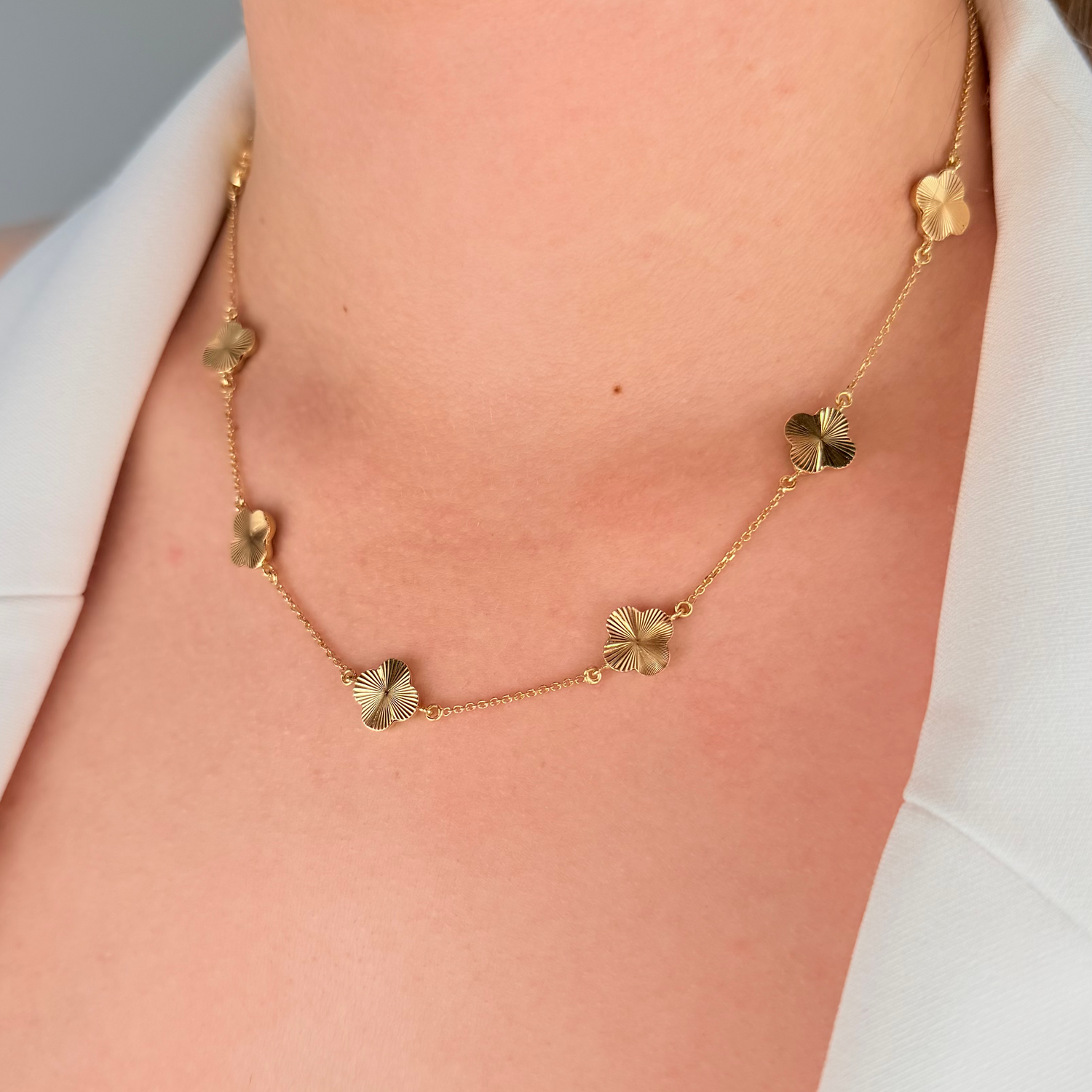 Reversible Green & Gold Trevol Necklace