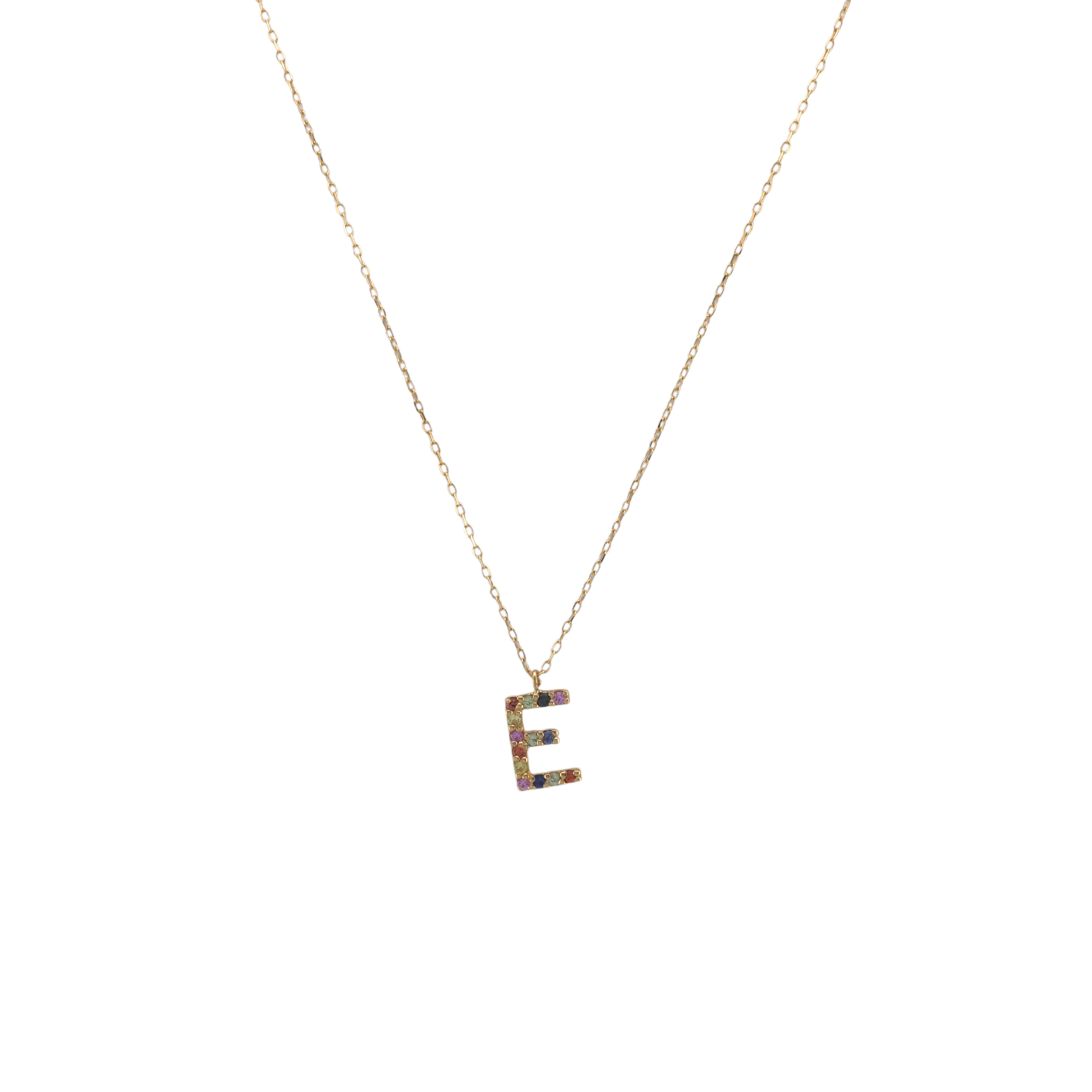 Semi precious Stone Initials Letter Necklace
