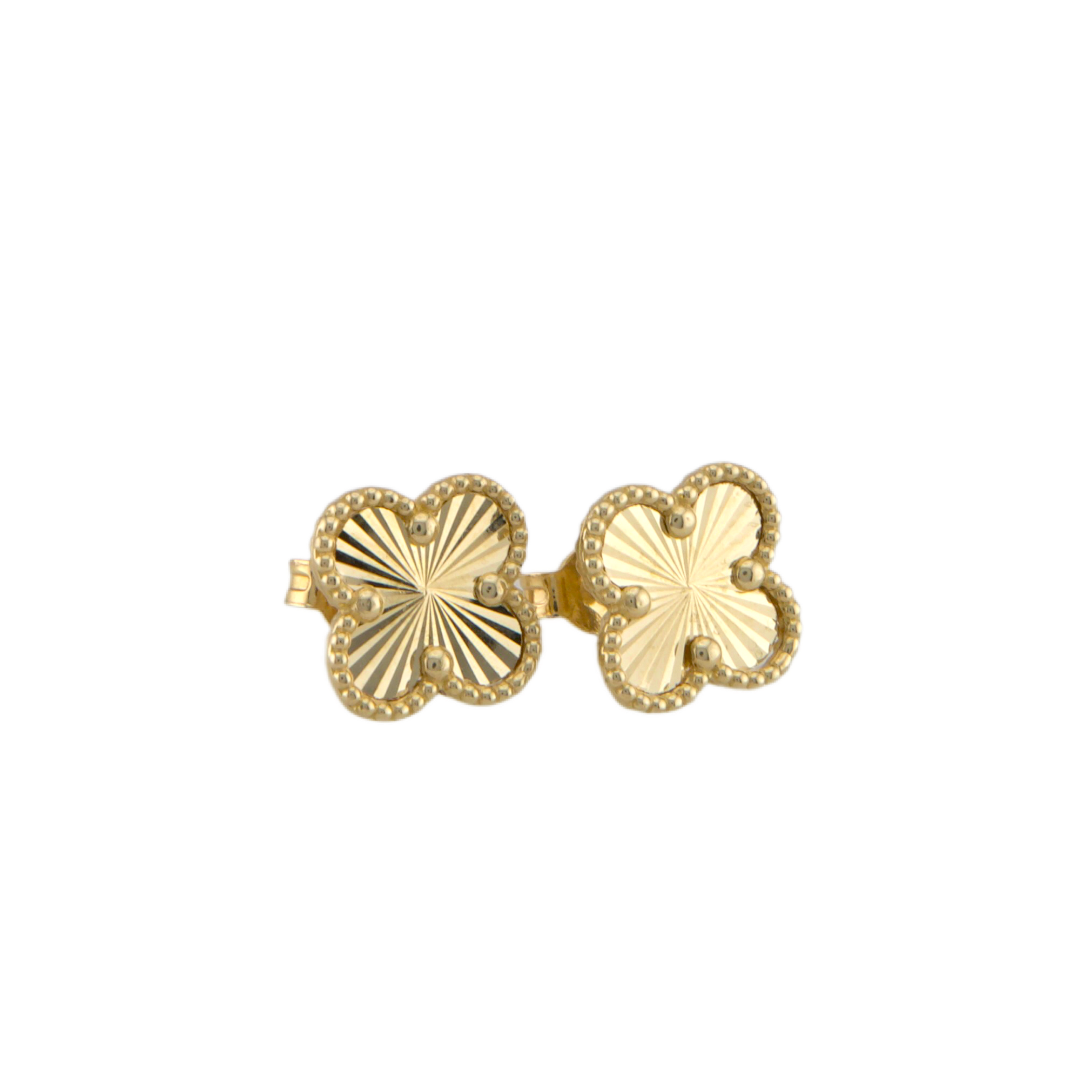 Gold Trevol Stud Earrings