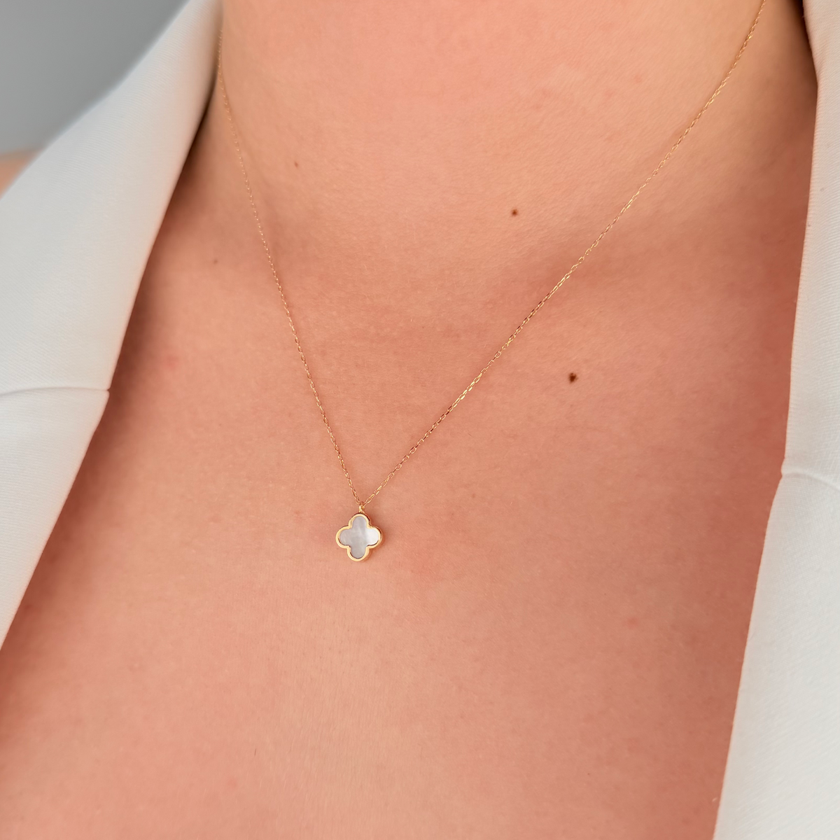 White Trevol Necklace