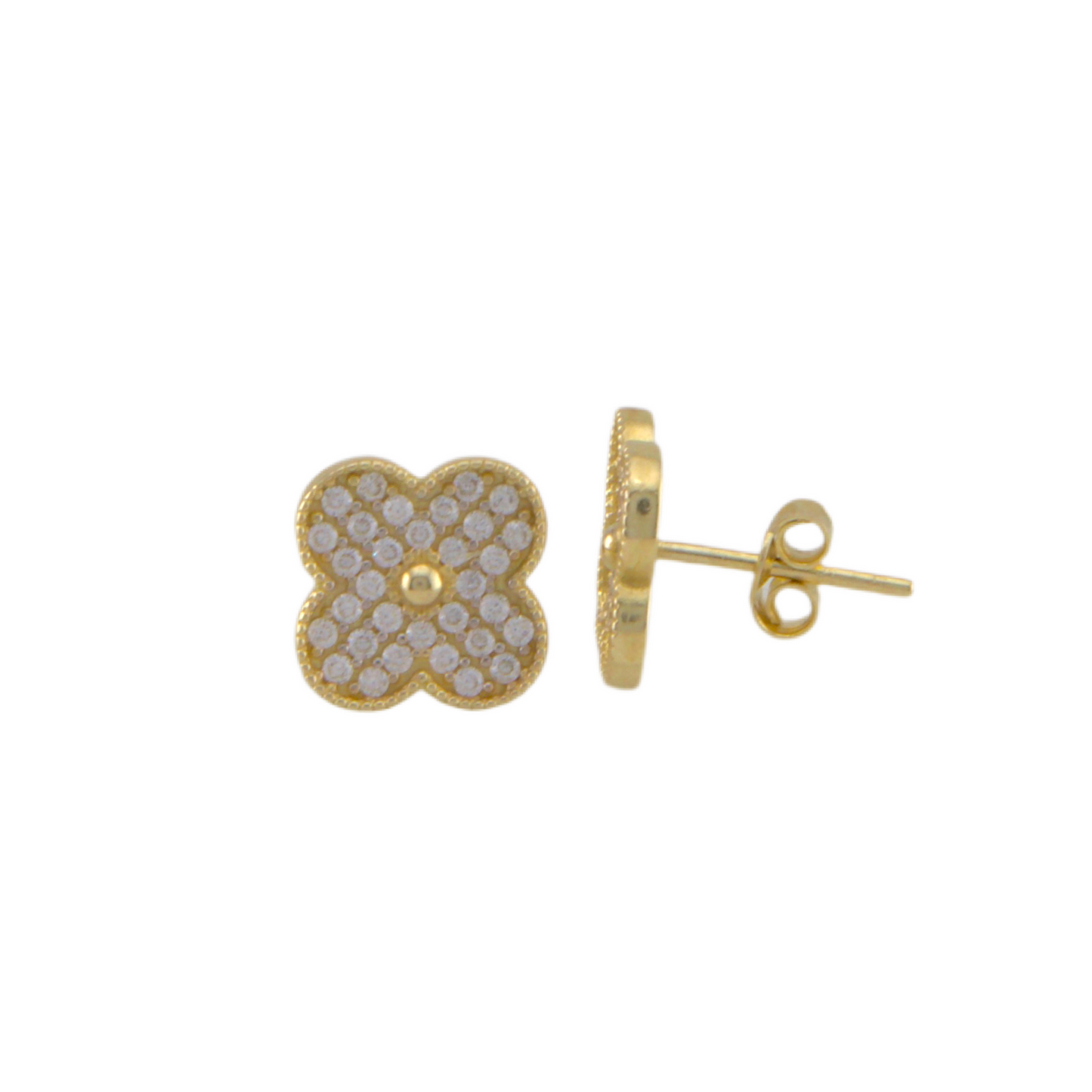 Zirconia Trevol Stud Earrings