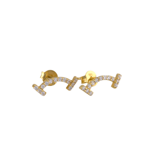 Bow with Zirconia Stud Earrings