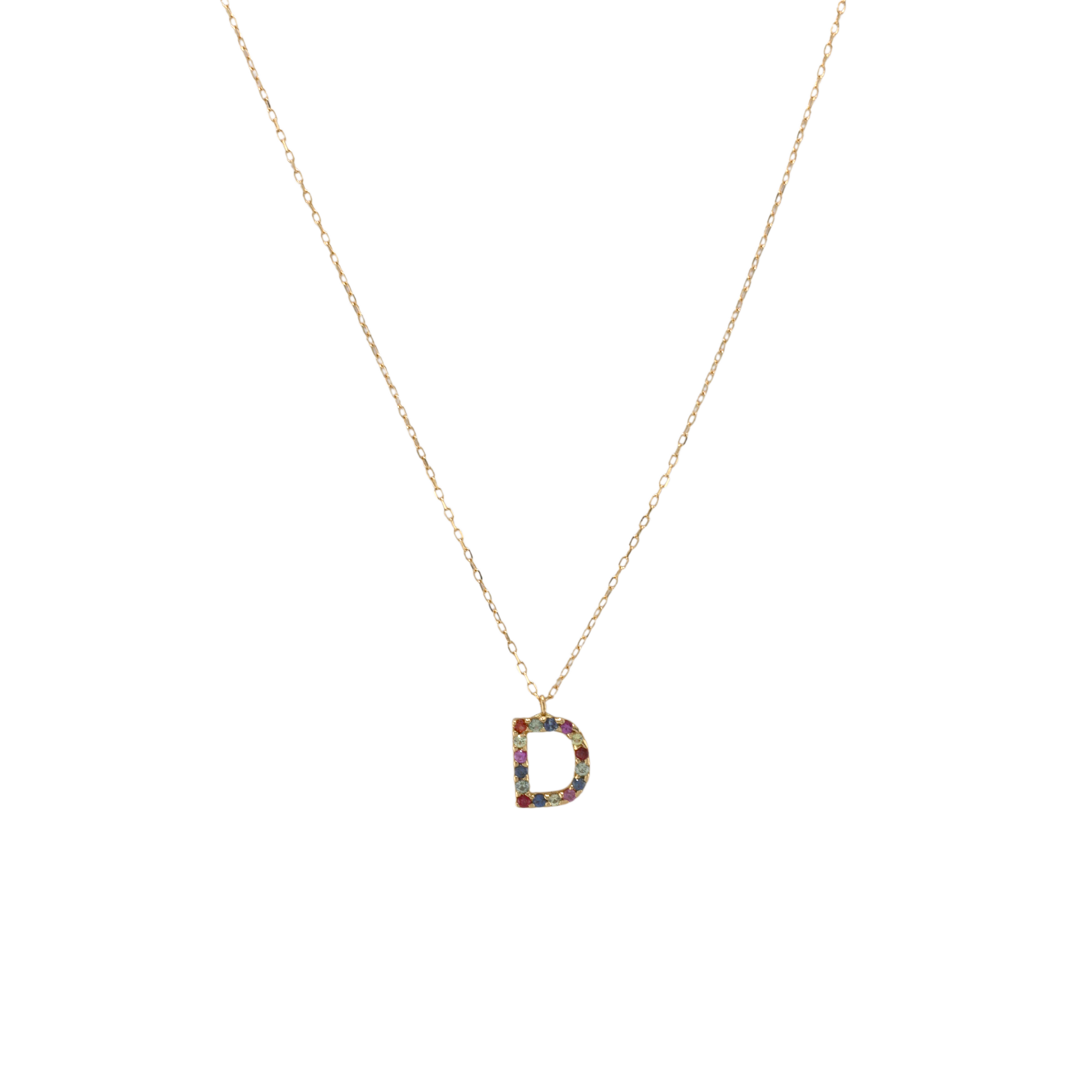Semi precious Stone Initials Letter Necklace
