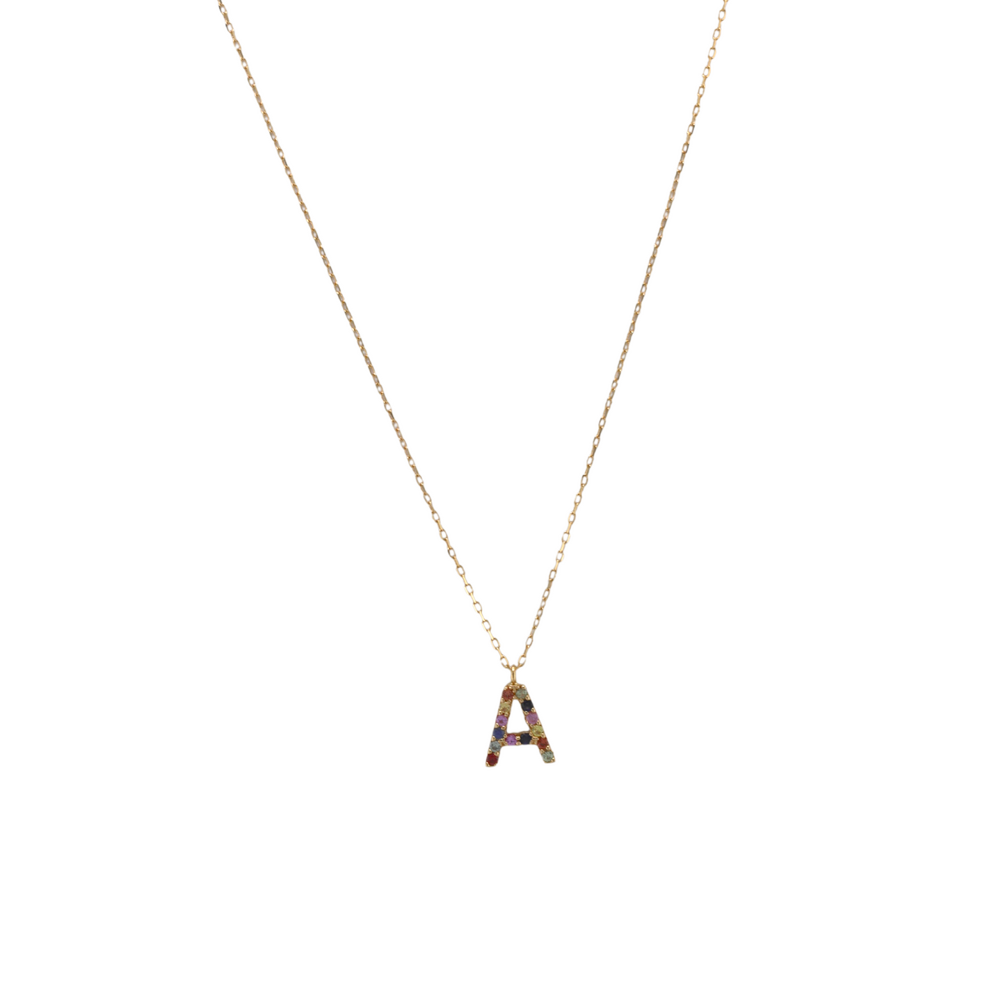 Semi precious Stone Initials Letter Necklace