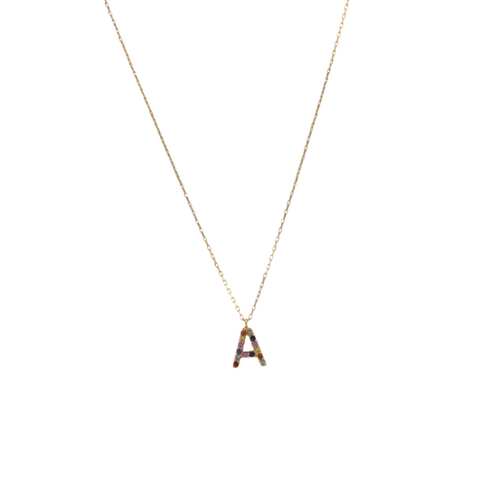 Semi precious Stone Initials Letter Necklace