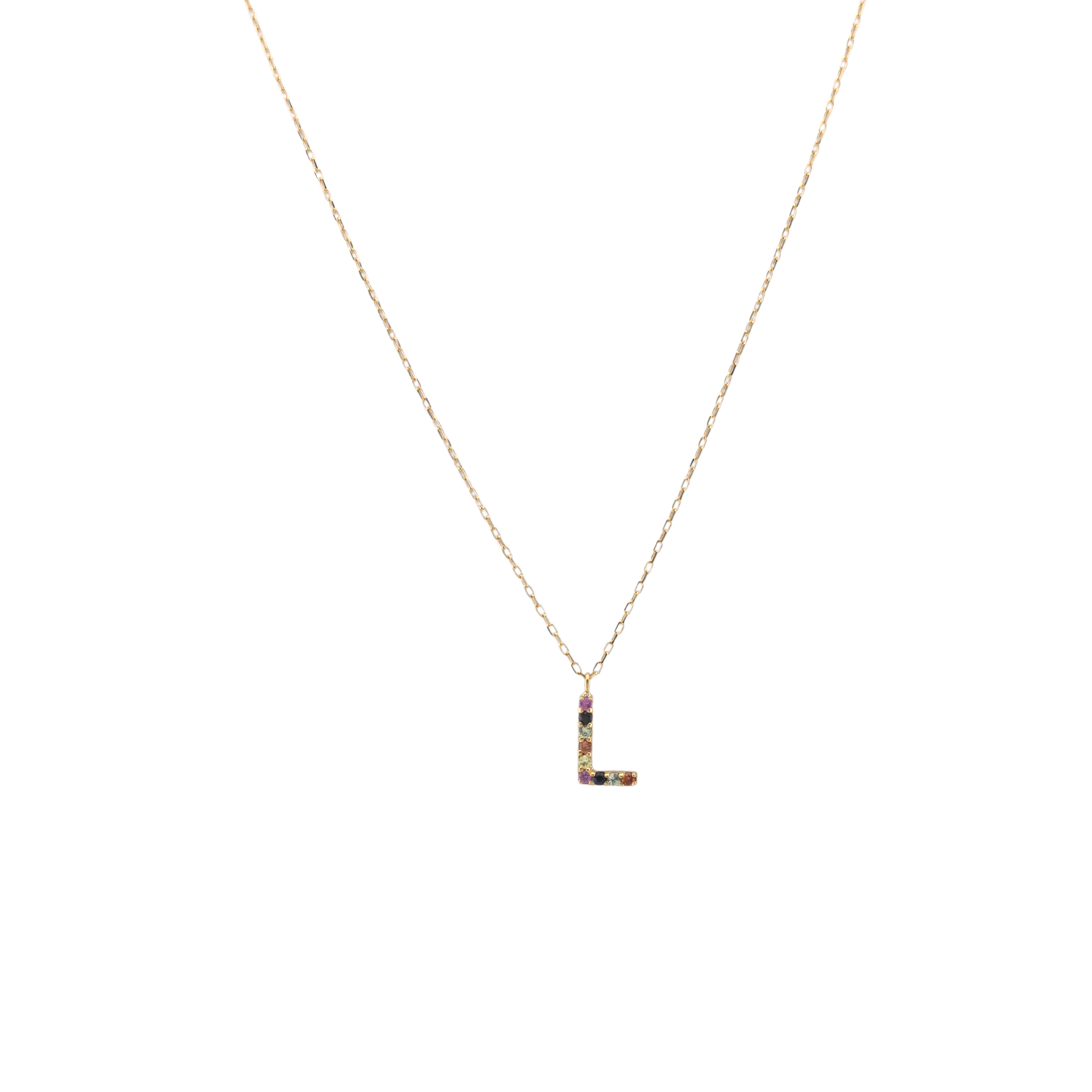 Semi precious Stone Initials Letter Necklace