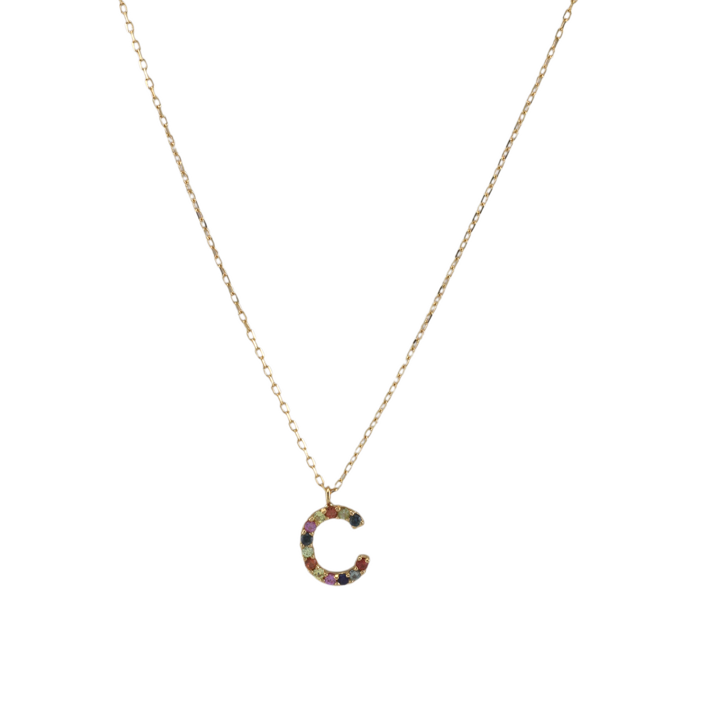 Semi precious Stone Initials Letter Necklace