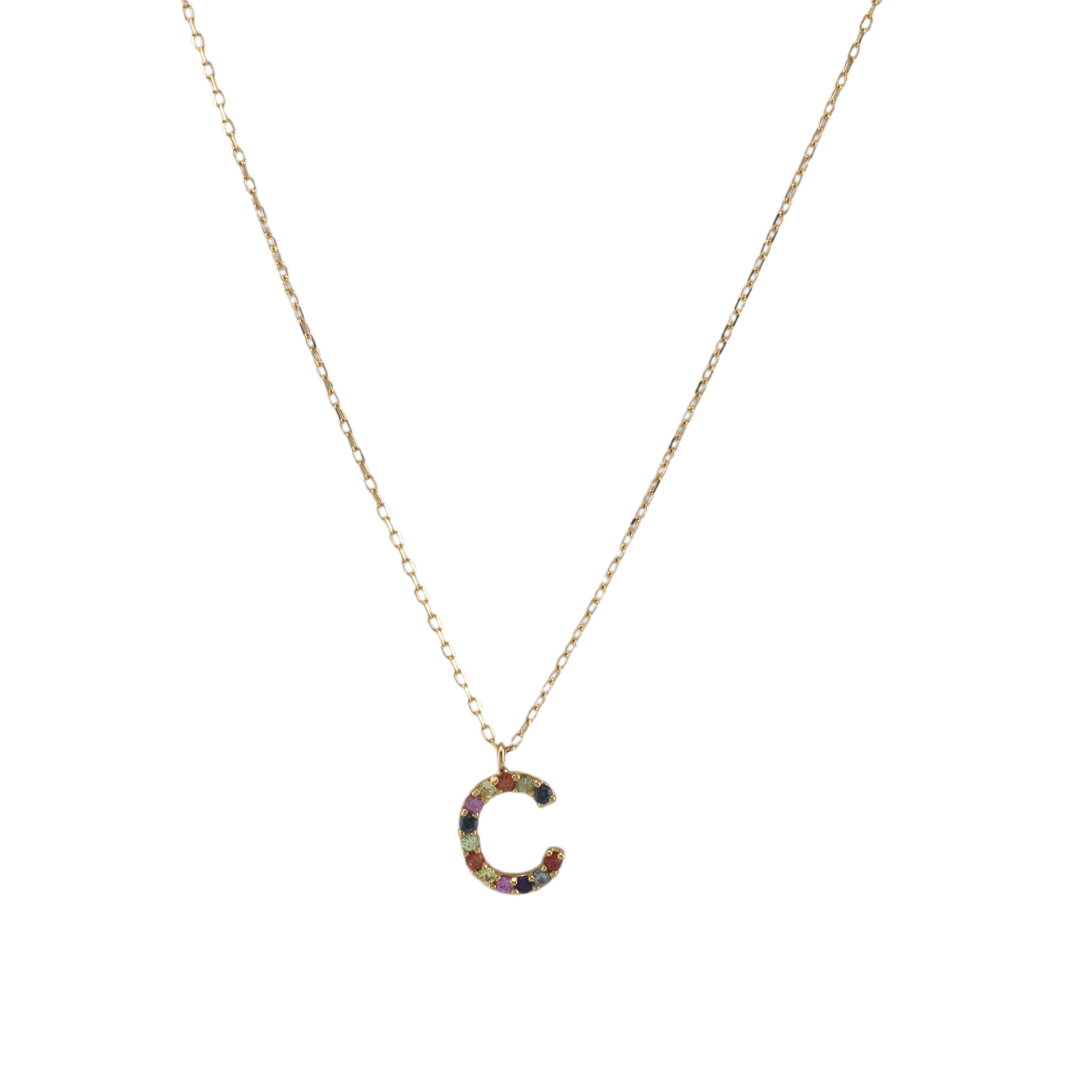 Semi precious Stone Initials Letter Necklace