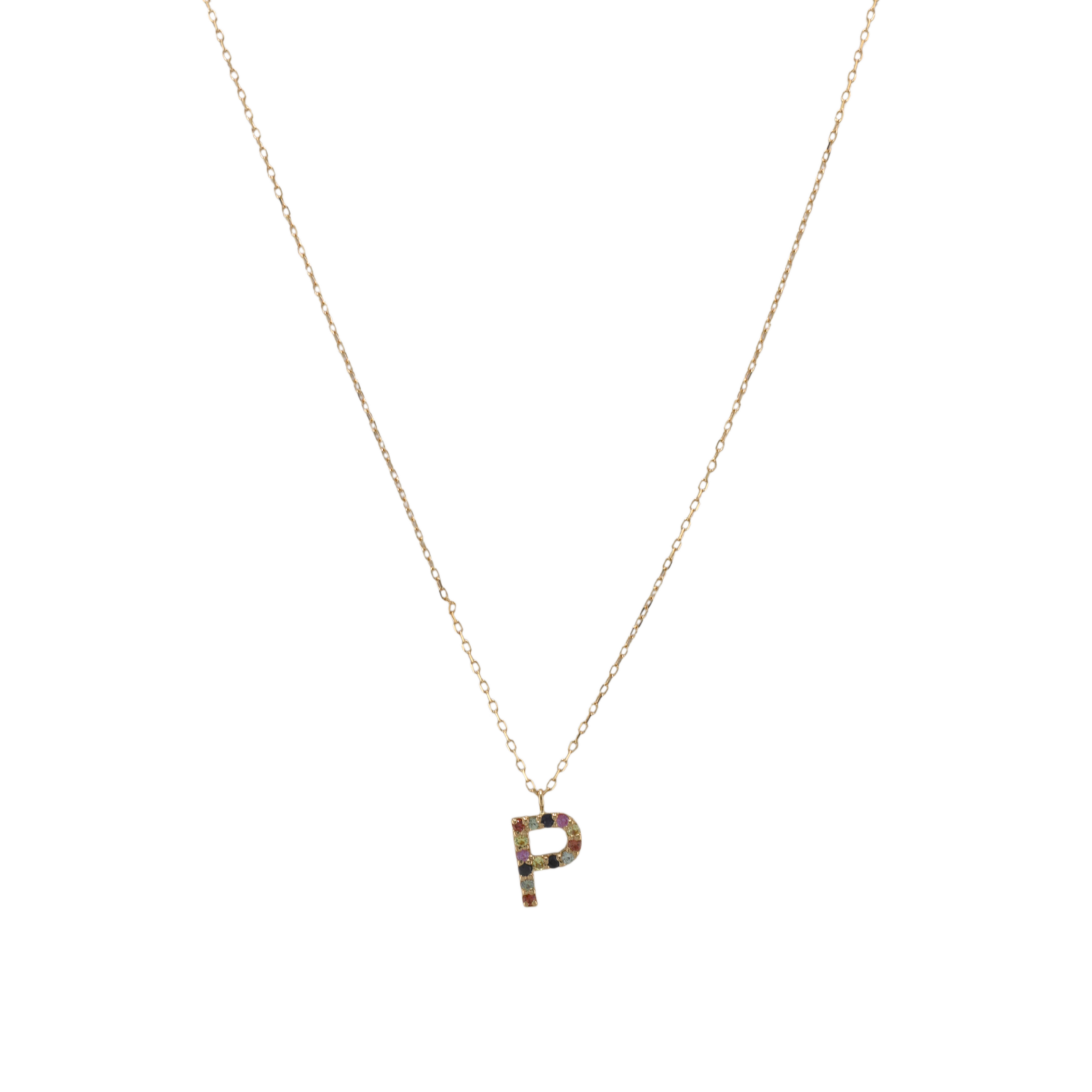 Semi precious Stone Initials Letter Necklace