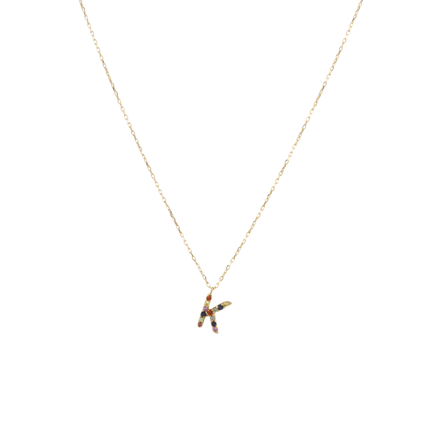 Semi precious Stone Initials Letter Necklace