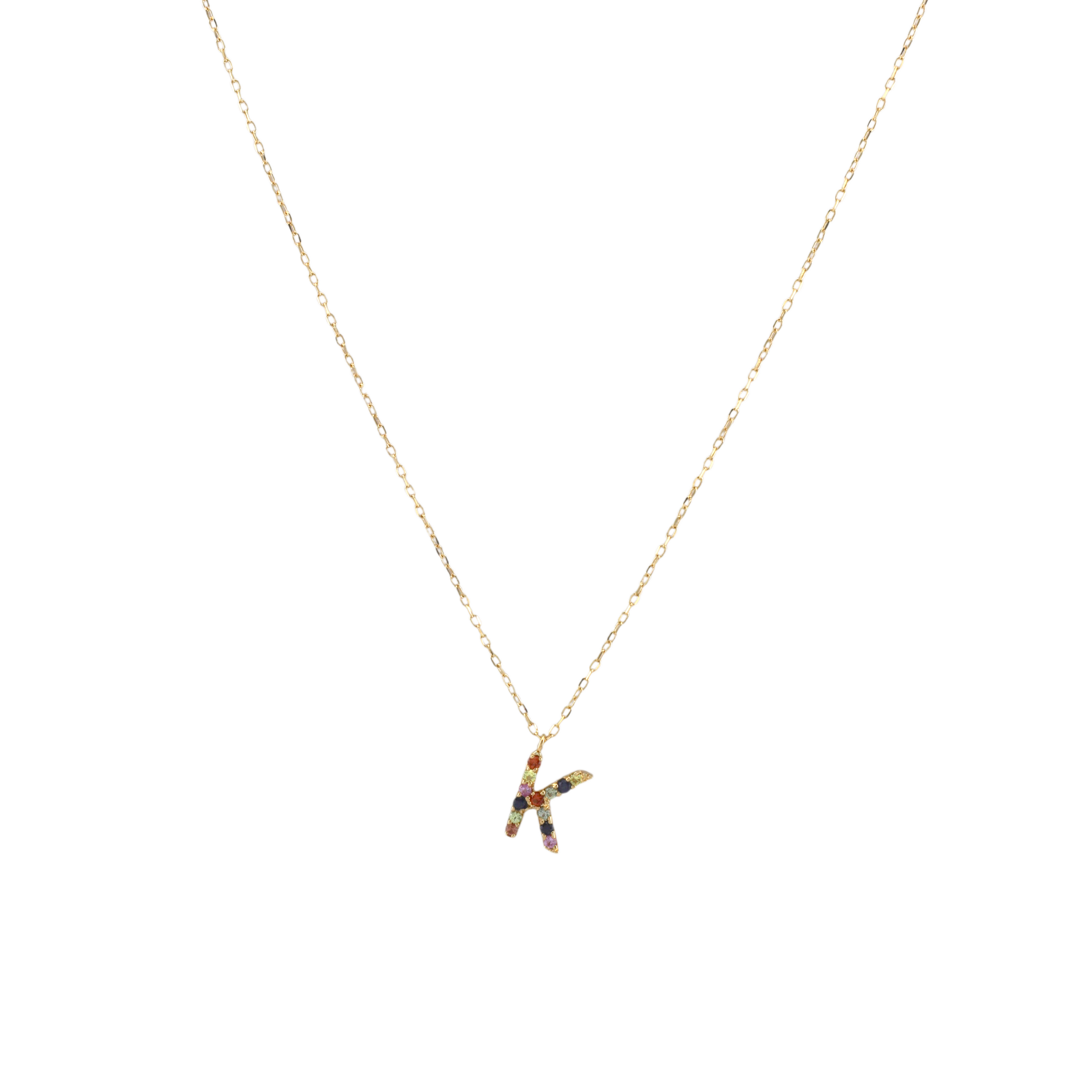 Semi precious Stone Initials Letter Necklace
