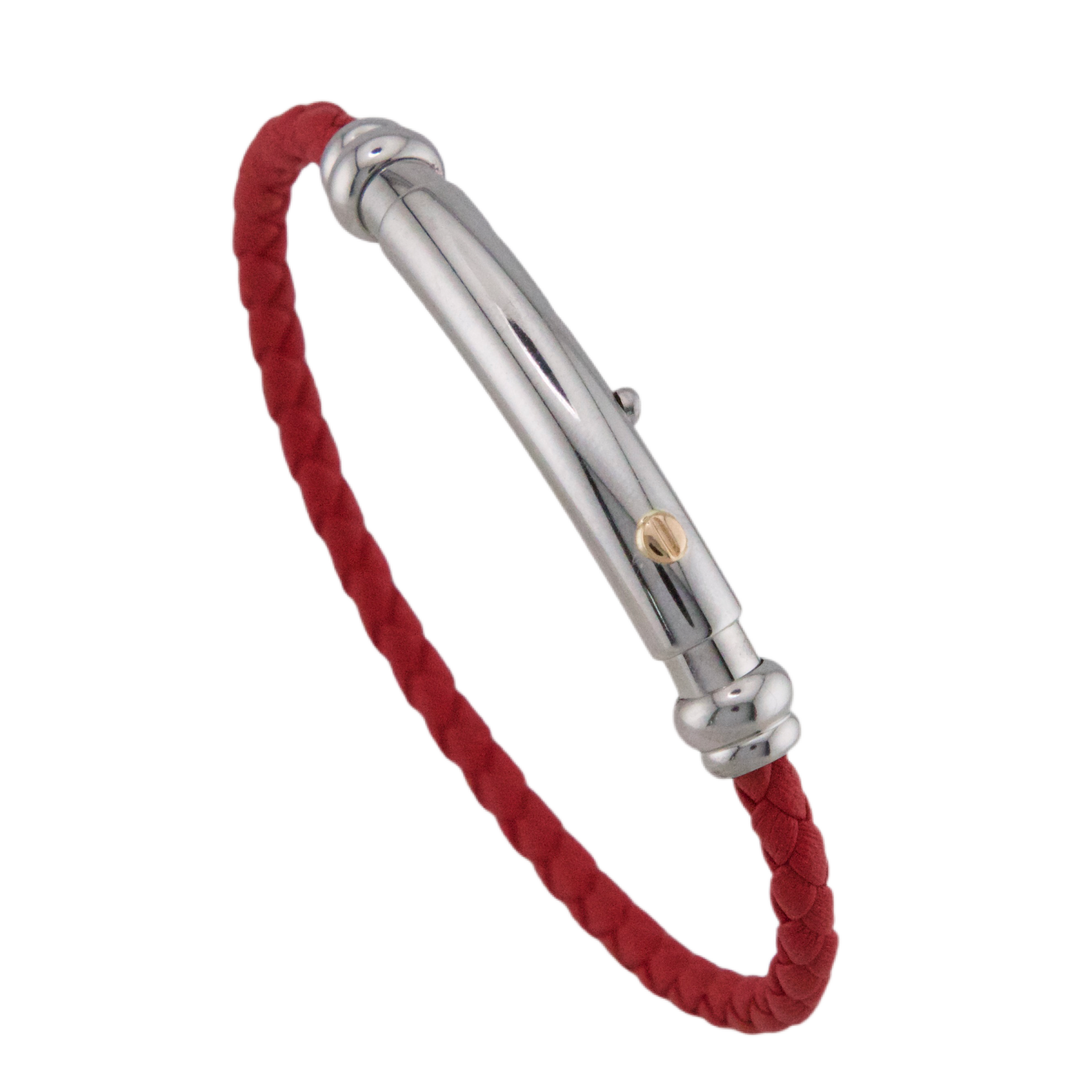 Leather Stainless Steel & Gold Bracelet