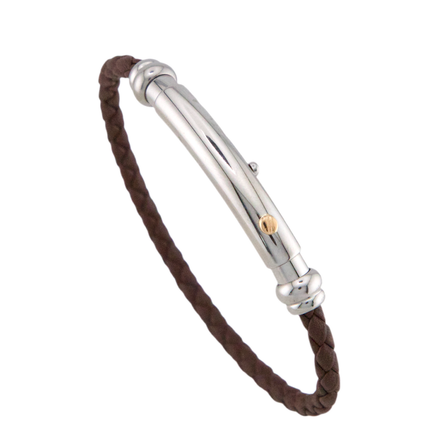 Leather Stainless Steel & Gold Bracelet