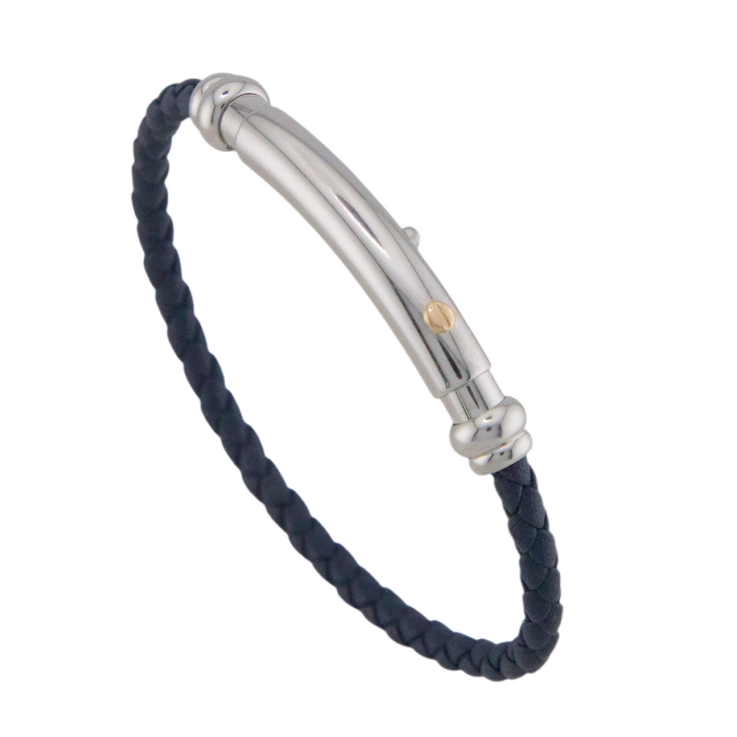 Leather Stainless Steel & Gold Bracelet