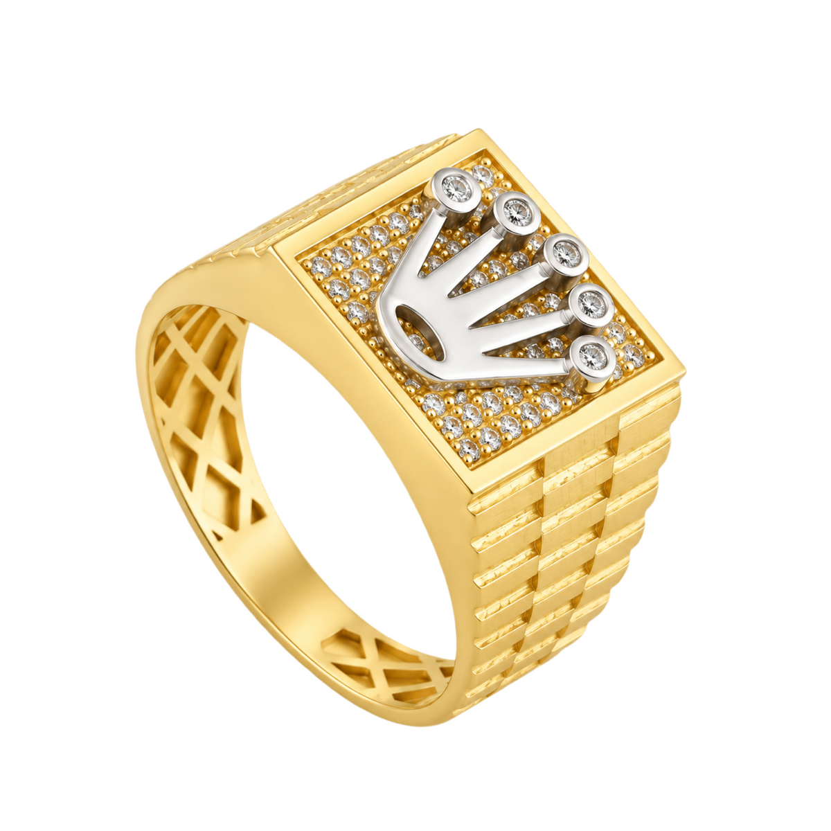 Bicolor Crown Ring 18k