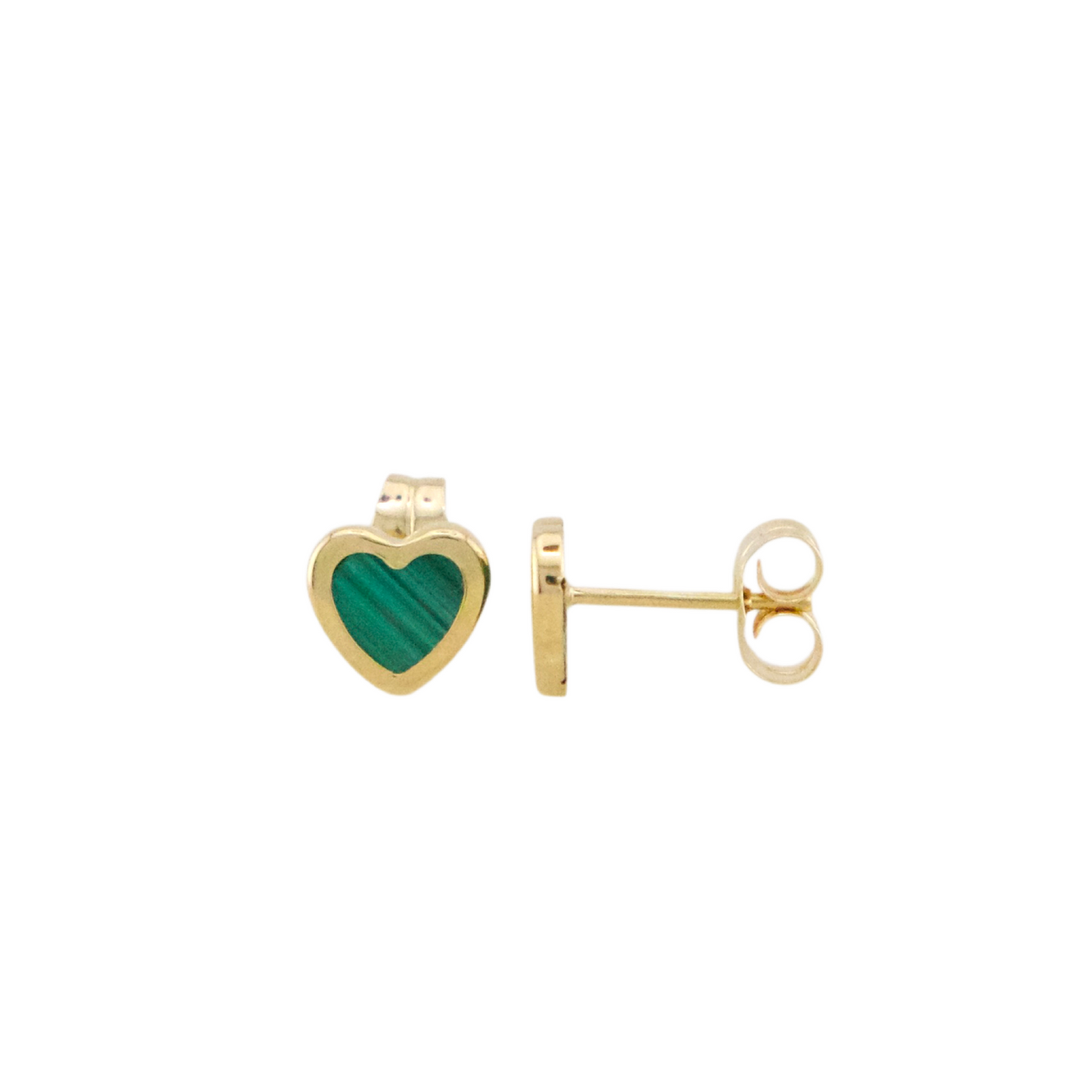 Malachite Stone Heart Stud Earrings