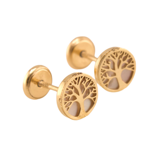 Tree of Life Pearl Stud Earrings